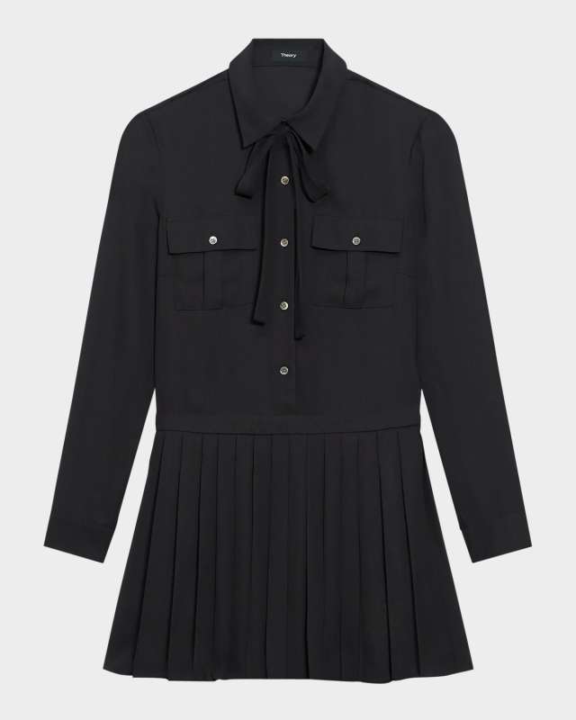 Pleated Mini Shirtdress